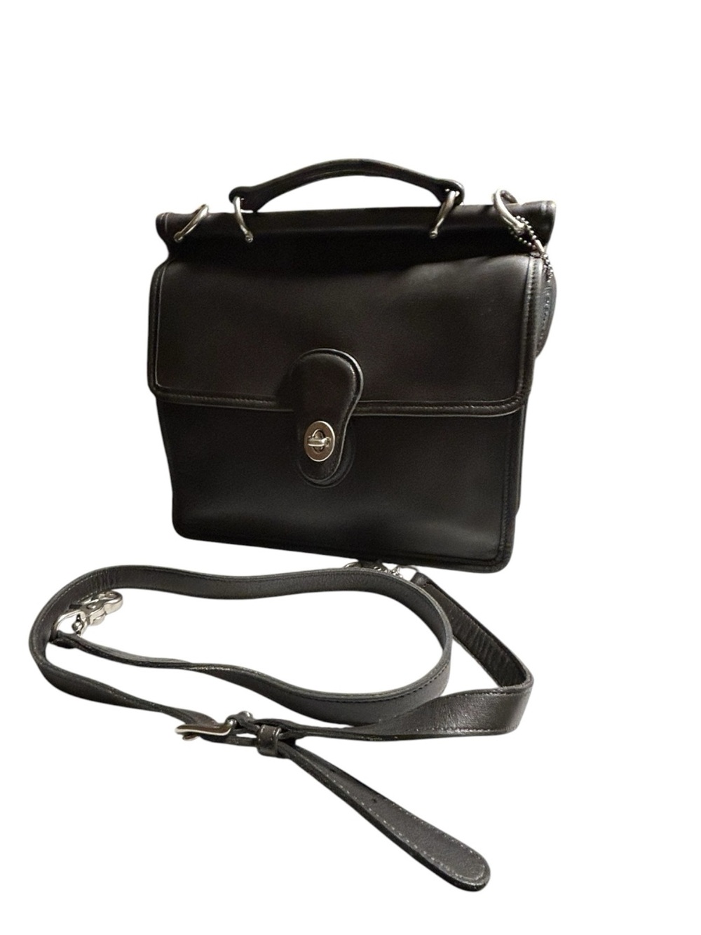 Vintage Coach Willis Bag 9927 Dark Gray Leather Crossbody Turlock Satchel - Picture 9 of 11